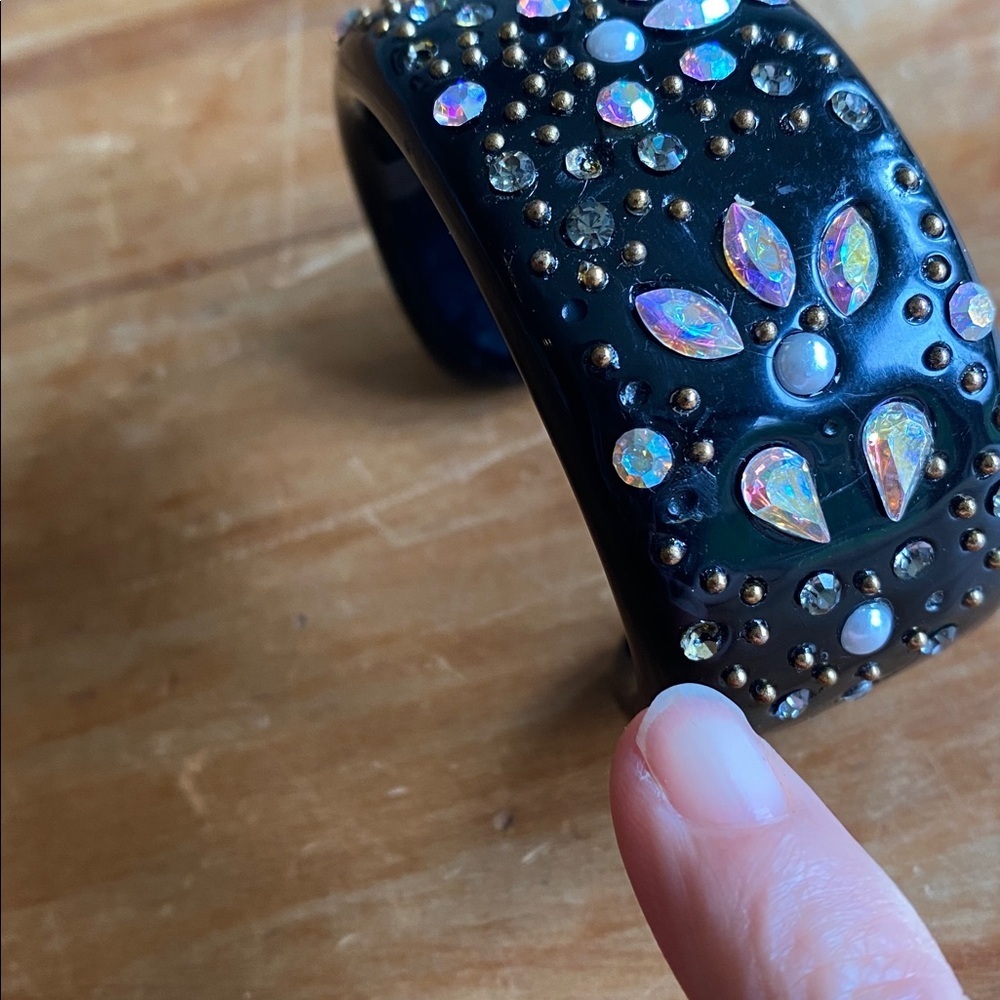 Black Rhinestone Cuff Bracelet - Picture 5 of 7